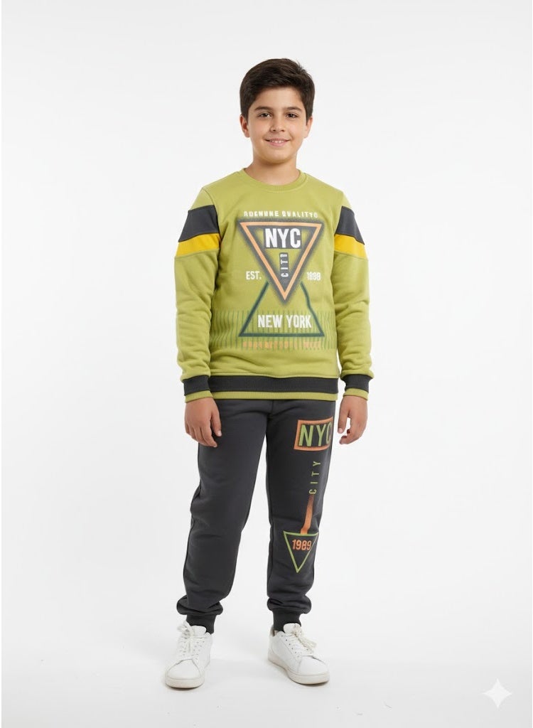 ماكاو طقم شتوي للأطفال خامة قطن 100% مبطن – طقم أطفال دافئ بخامة ناعمة مع طبقة خارجية تقيلة، معالج ضد الوبرة والبهتان، مناسب للمدرسة والاستخدام اليومي والخروجات - Image 3